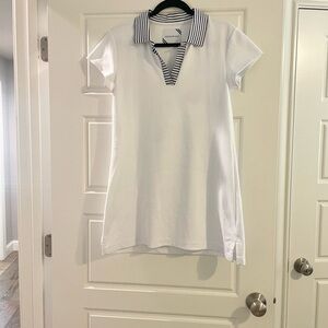 Addison Bay White Mini Dress with Black Striped Collar